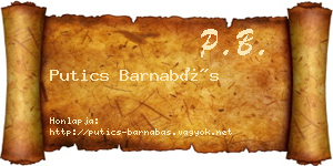 Putics Barnabás névjegykártya